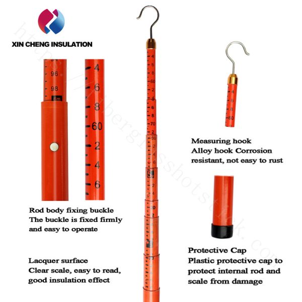 Portable Super light FRP insulated telescopic height measuring rod/stick