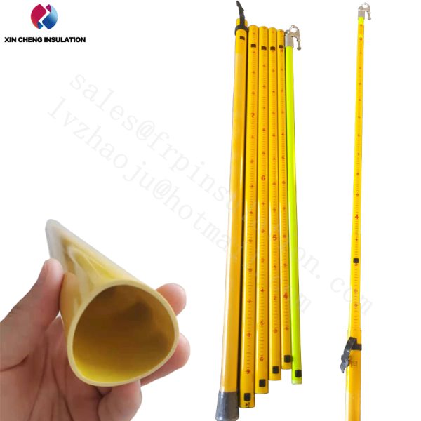 telescopic fiberglass triangle electrical protection hot stick With scale