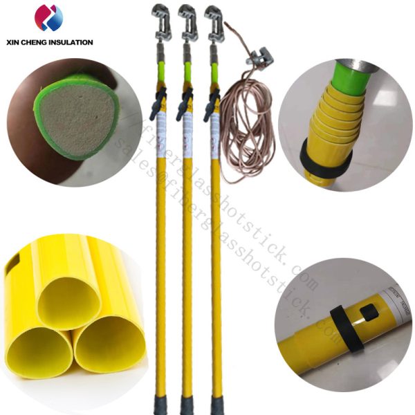 High Voltage triangular shaped telescopic Grounding Rods with Earth Clamp